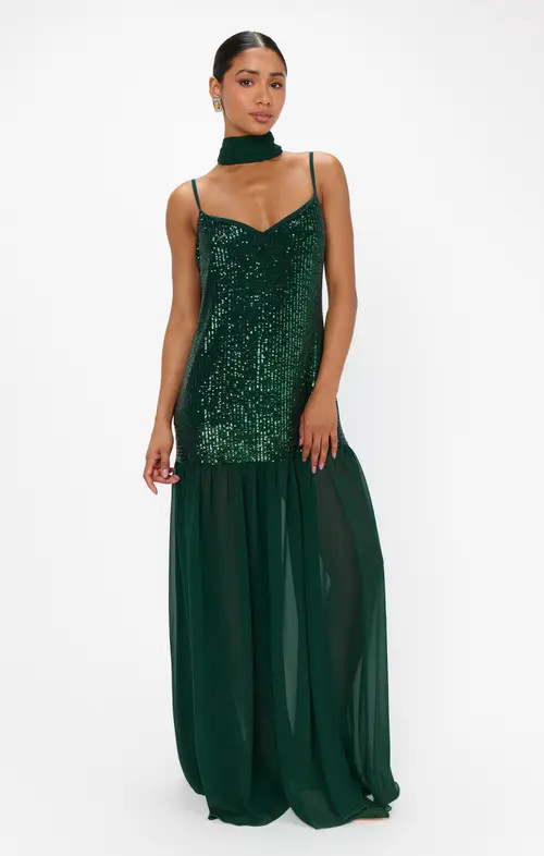 Show Me Your Mumu Dalia Maxi Dress in Emerald Sequins at Nordstrom, Size X-Small | Nordstrom