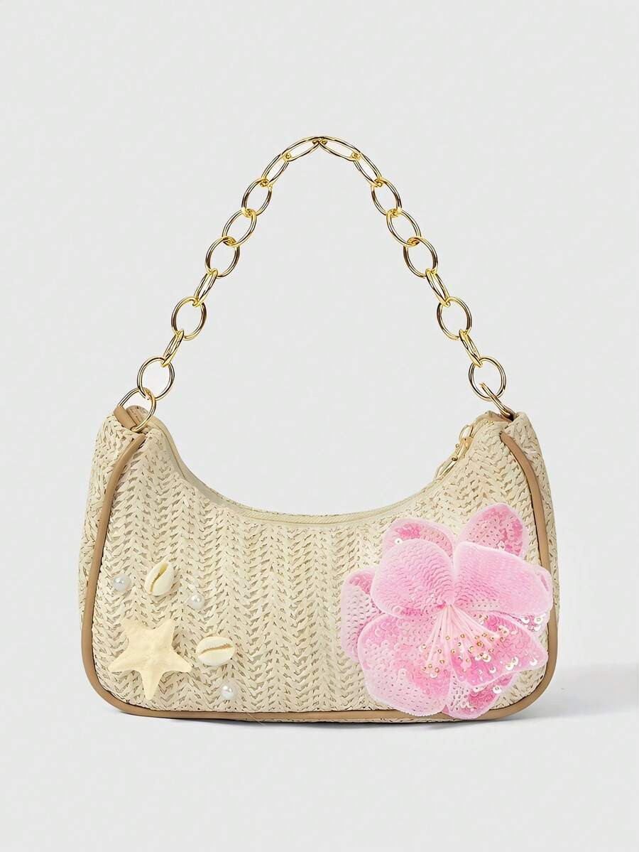 ROMWE Fairycore A Set Of Floral Crocheted Beach Handbags And Accessories, Stylish Personalized Be... | SHEIN
