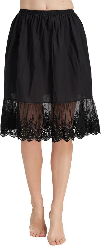 BEAUTELICATE Skirt Extender with Lace Trim Vintage Underskirt 100% Cotton Half Slip | Amazon (US)