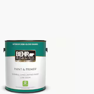 1 Gallon Ultra Pure White Semi-Gloss Enamel Low Odor Interior Paint & Primer | The Home Depot