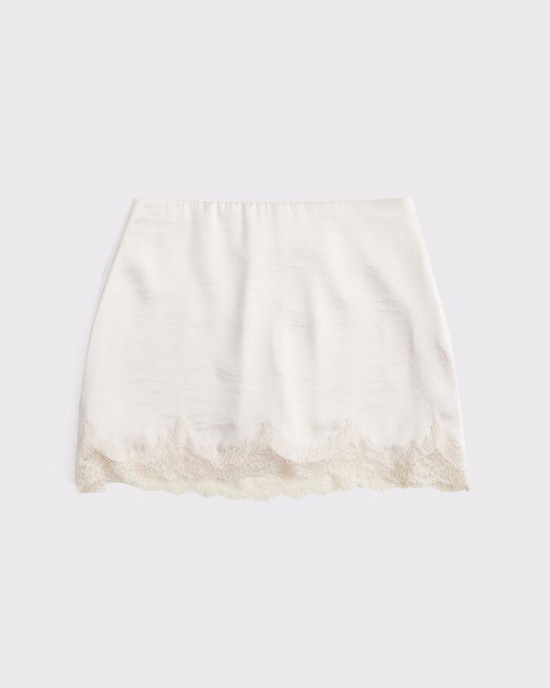 High Rise Lace & Satin Mini Skort | Abercrombie & Fitch (US)