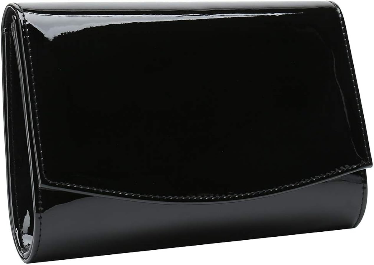 CHARMING TAILOR Patent Leather Flap Clutch Classic Elegant Evening Bag Chic Dress Purse | Amazon (US)