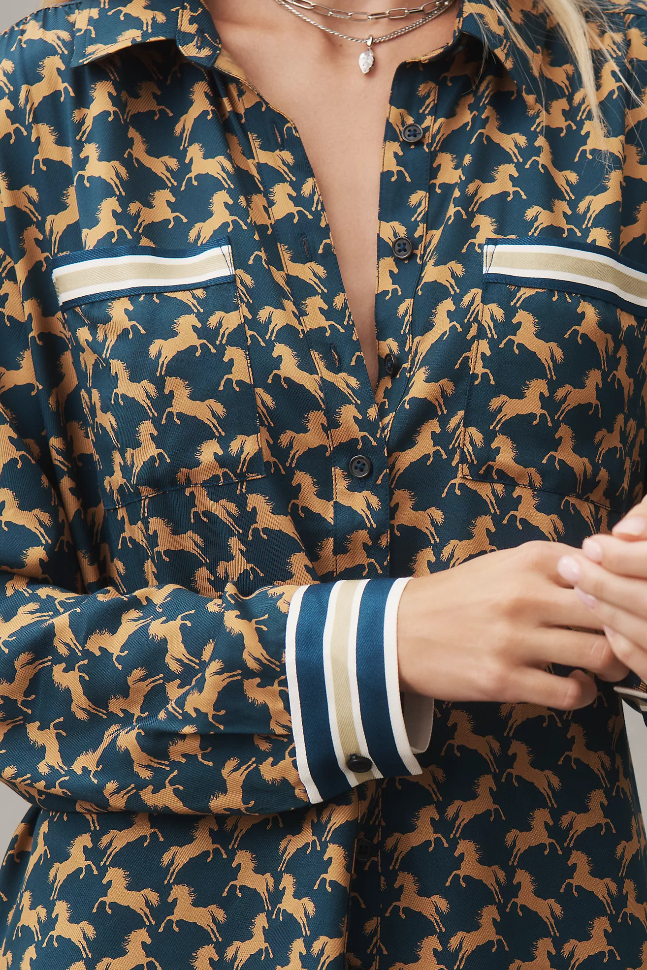 Maeve Silky Shirt Blouse | Anthropologie (US)