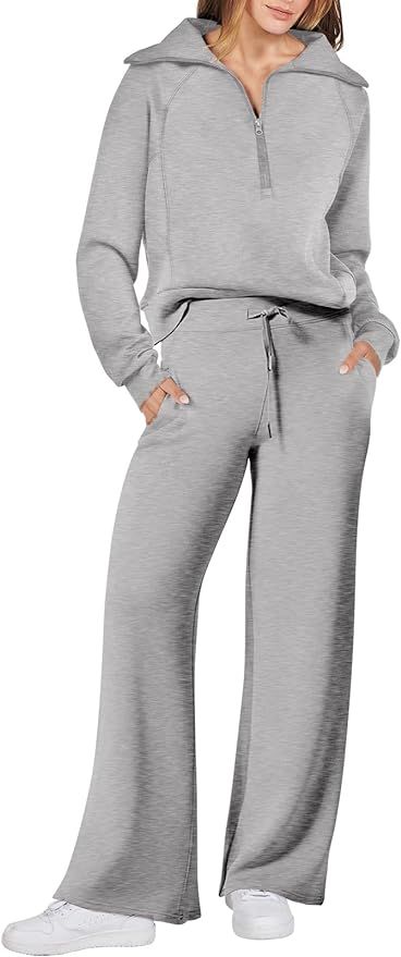 ANRABESS Women 2 Piece Outfits Sweatsuit 2024 Fall Oversized Sweatshirt Sweatpants Tracksuit Swea... | Amazon (US)