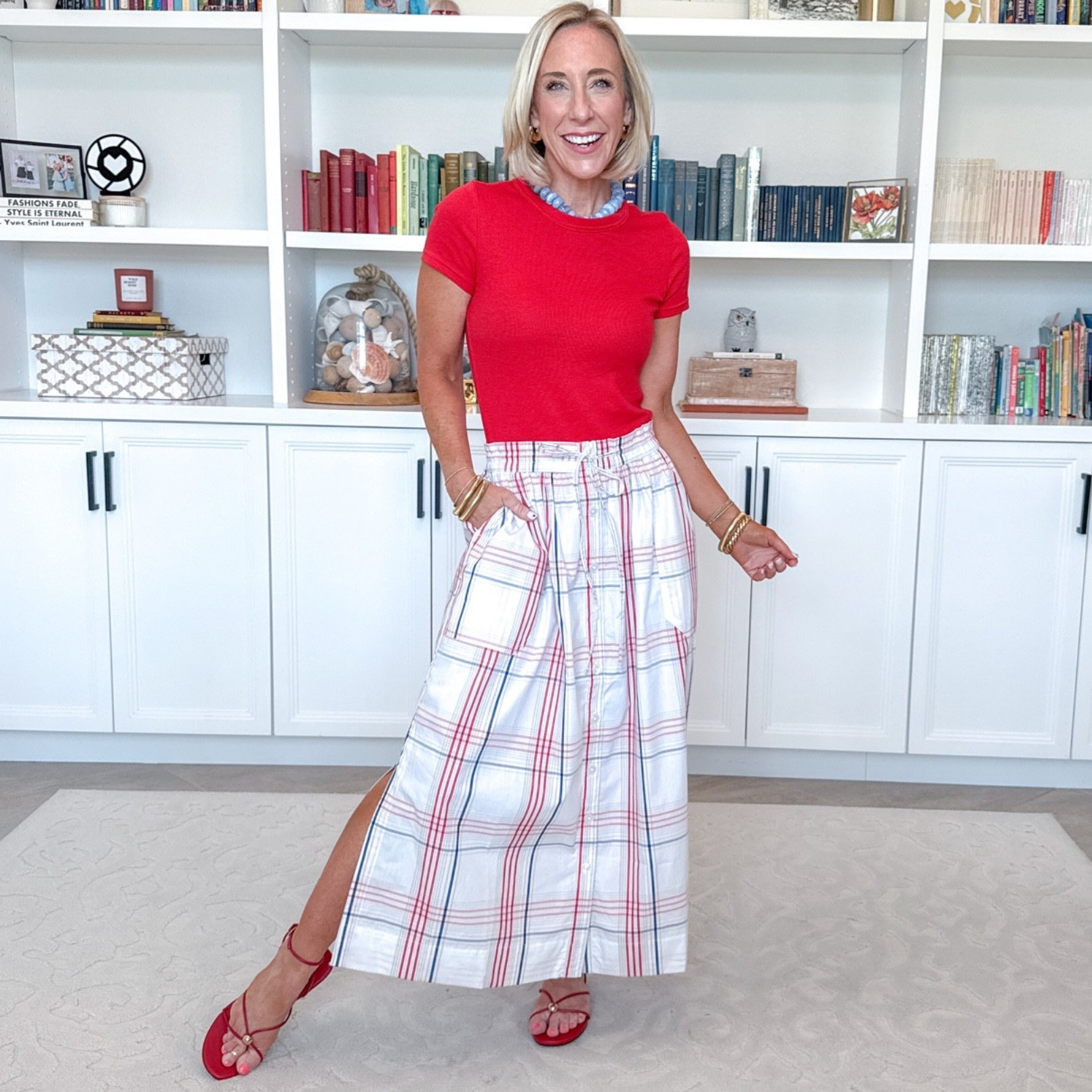 Walmart - unboxing - part 2. Button-Front Cotton Maxi Skirt - size XS. $30. Ribbed Tee with Short Sleeves - size XS. $6.24. 10 colors. 

#LTKSeasonal#LTKOver40

#LTKootd