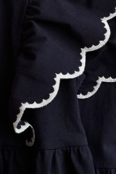 Flounce-trimmed Jersey Dress - Navy blue - Kids | H&M US | H&M (US + CA)