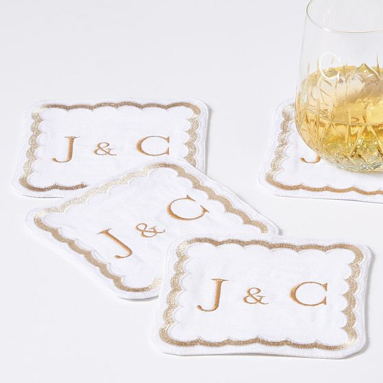 Bespoke Embroidered Coasters, Set of 4 | Mark and Graham