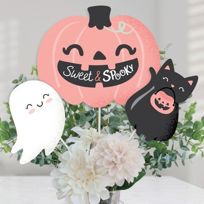Big Dot of Happiness Pastel Halloween - Pink Pumpkin Party Centerpiece Sticks - Table Toppers - Set of 15 | Target