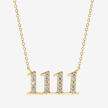 Angel Number 1111 Womens 1/10 CT. T.W. Genuine White Diamond 14K Gold Over Silver Pendant Necklac... | JCPenney