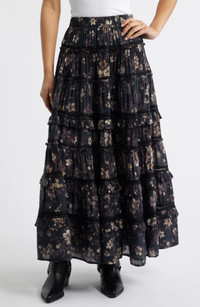 Click for more info about AllSaints Talia Floral Print Ruffle Lace Maxi Skirt | Nordstrom
