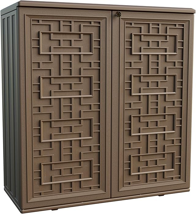 Mrosaa Indoor Outdoor Storage Cabinet Waterproof with 1 Shelf, Plastic Outdoor Storage Cabinets f... | Amazon (US)