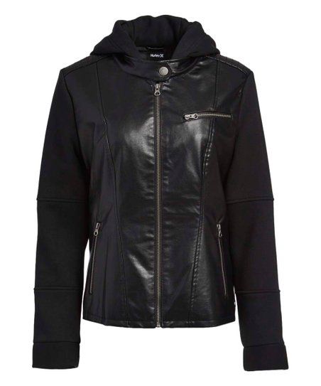 Hurley Black Mixed-Media Moto Jacket - Women | Best Price and Reviews | Zulily | Zulily