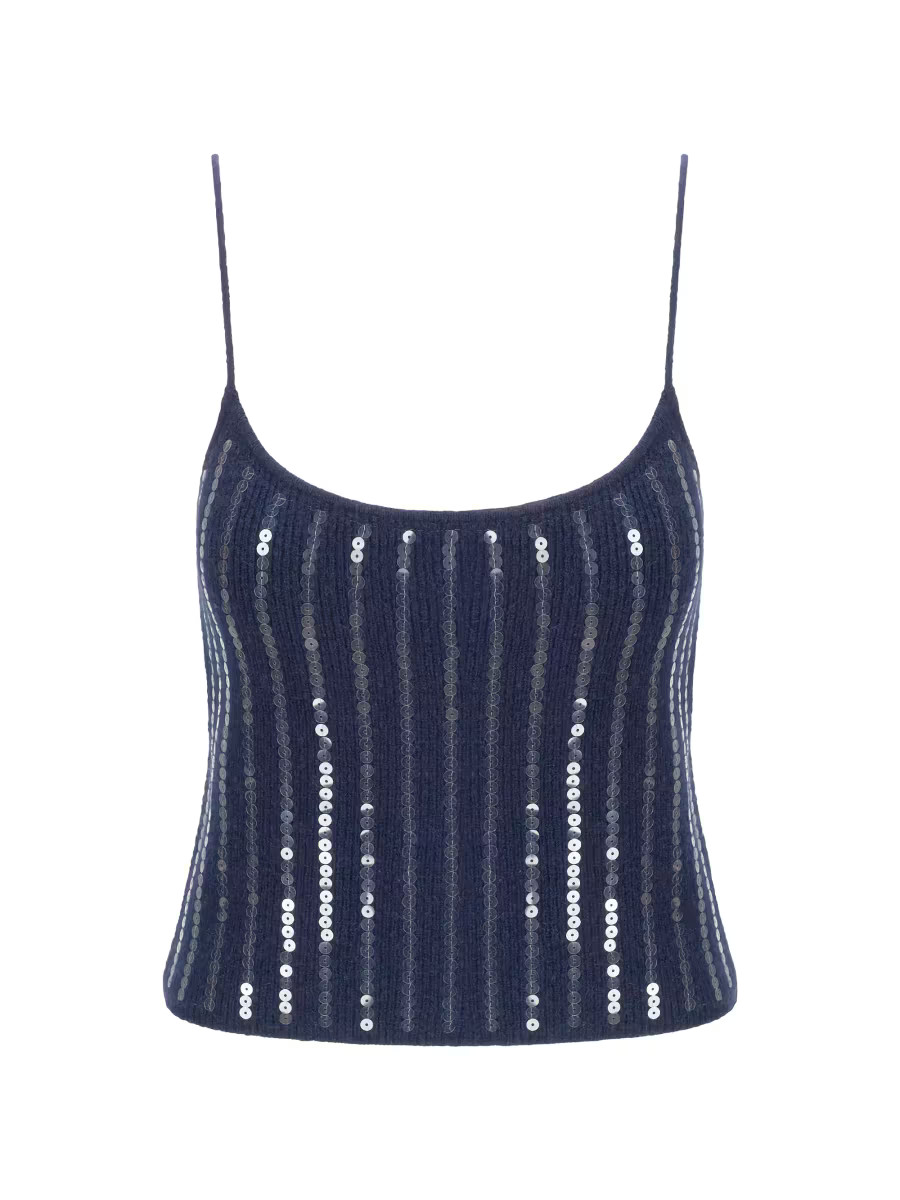 Staud Emerson Sequined Rib-knit Tank | Saks Fifth Avenue | Saks Fifth Avenue