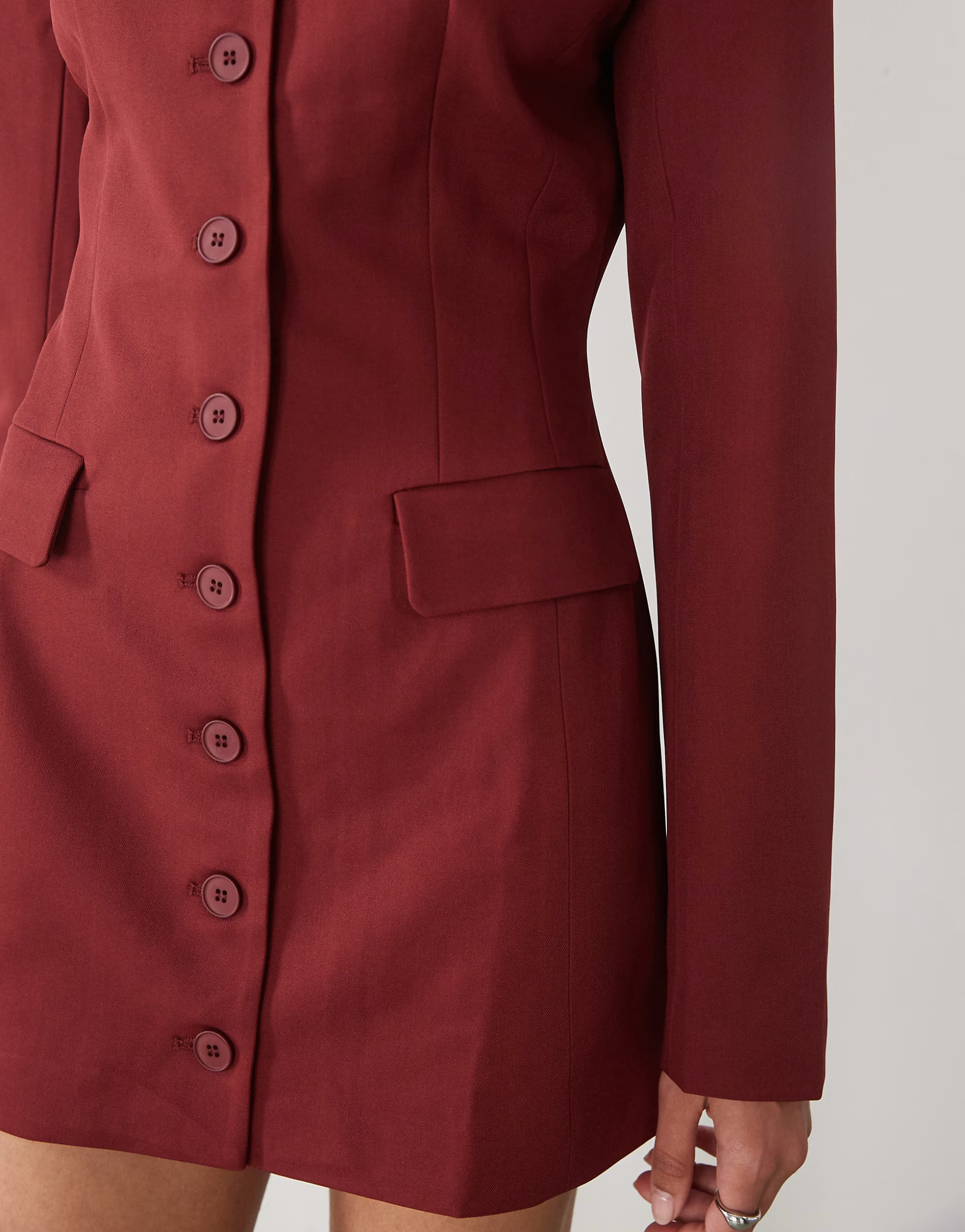 Lioness Cheri structured button front tailored blazer mini dress in red | ASOS (Global)