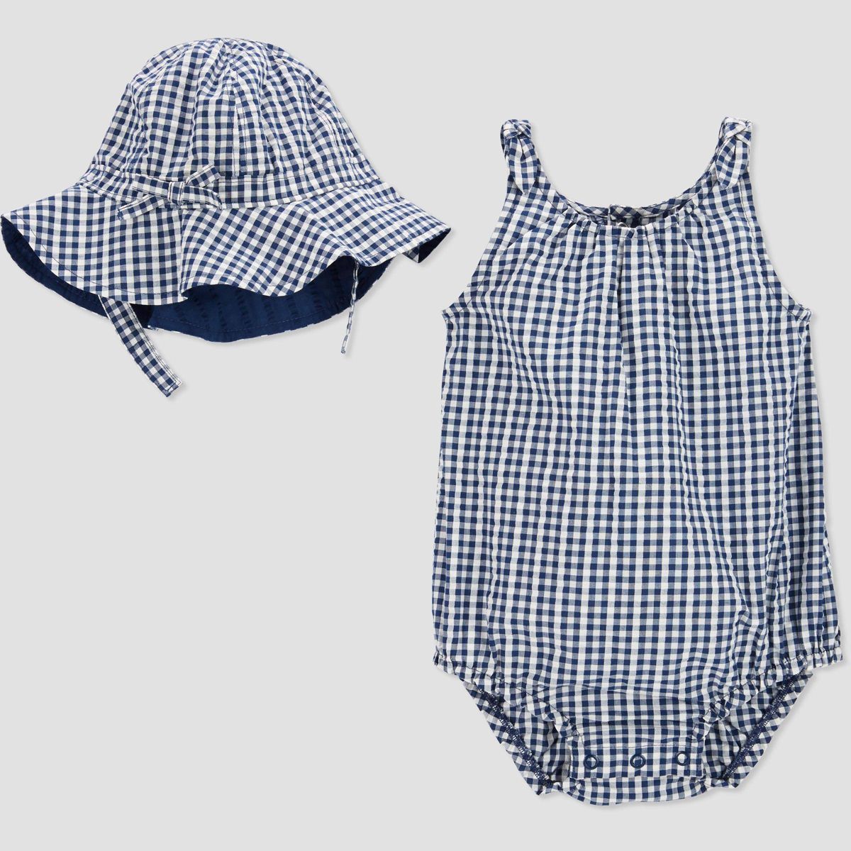 Carter's Just One You®️ Baby Girls' Gingham Bubble Top & Bottom Set - Navy Blue | Target