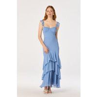 ASTR the Label | Alcina Tiered Midi Dress in Blue white polkadot | Size XS | ASTR The Label (US)