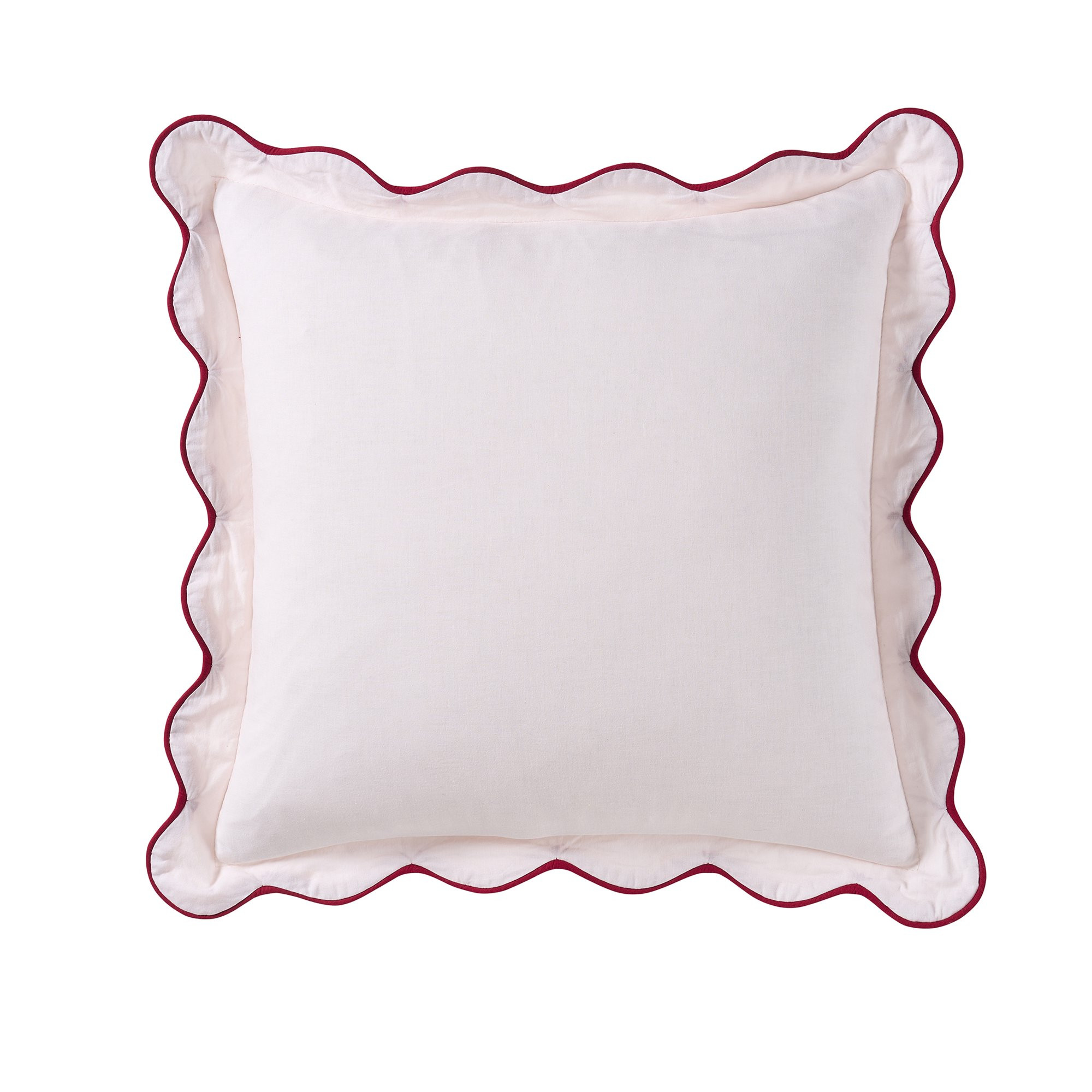 My Texas House 18" x 18" Scalloped Pink/Red Cotton Slub Decorative Pillow Cover | Walmart (US)