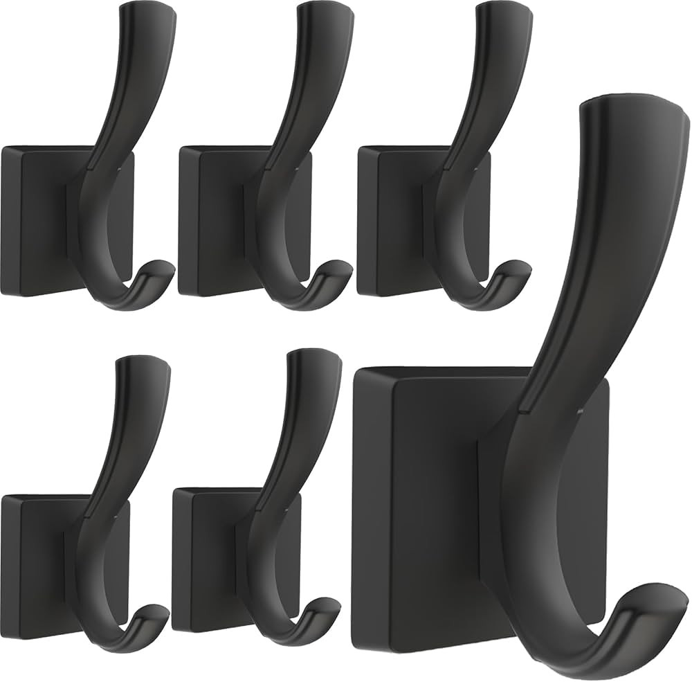 Black Towel Hooks Coat Hooks for Wall, Hand Towel Holder for Bathroom, Entryway Hat Hooks for Han... | Amazon (US)