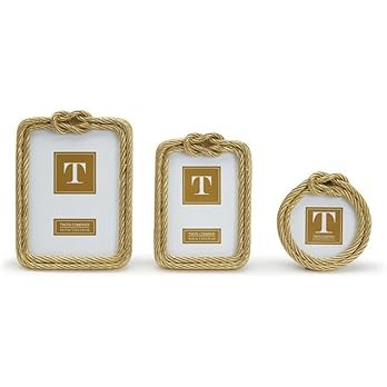 Two's Company Golden Threads Set of 3 Top Knot Rope Photo Frames with 3 Sizes | Amazon (US)