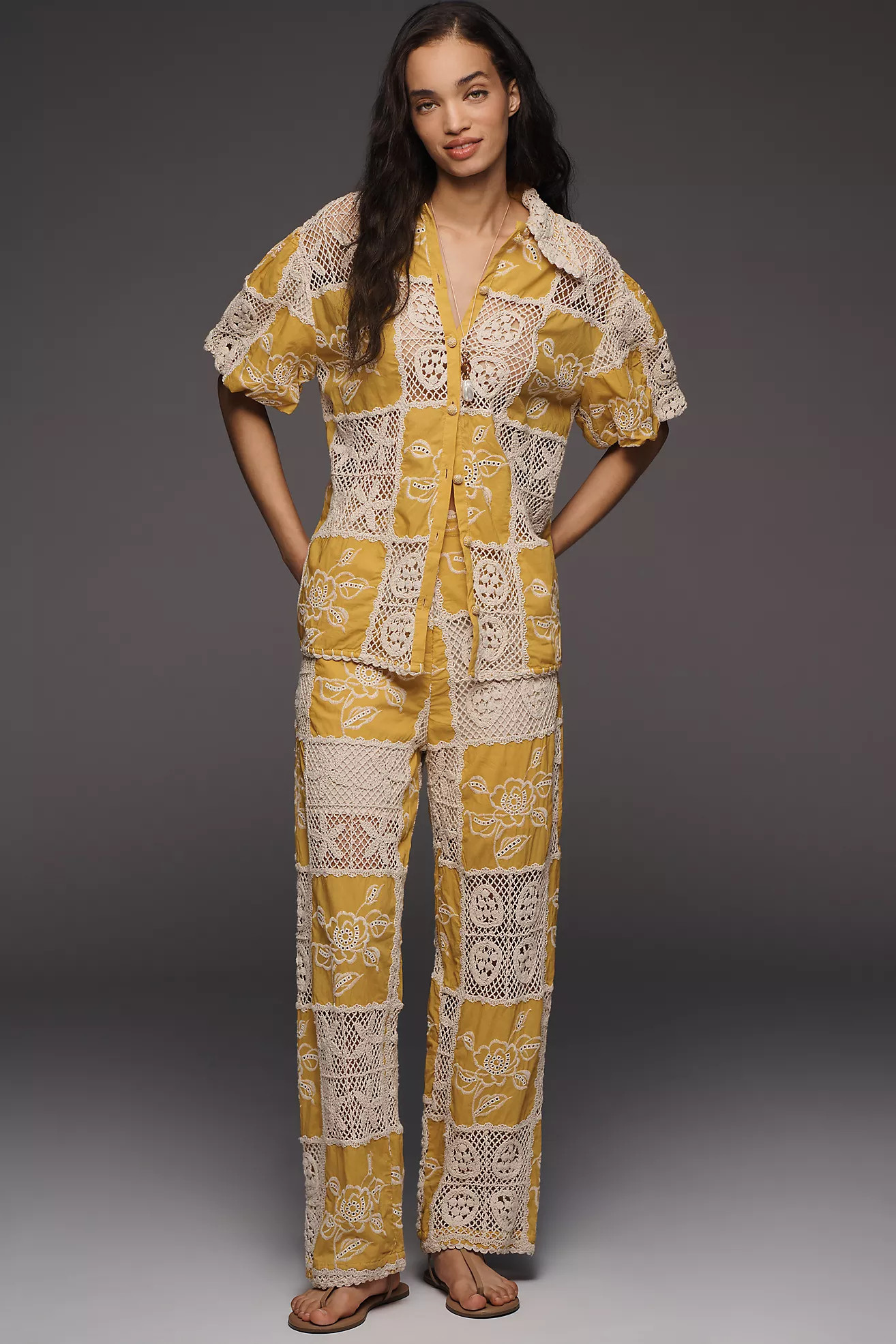 Farm Rio Cotton Lace Pants | Anthropologie (US)