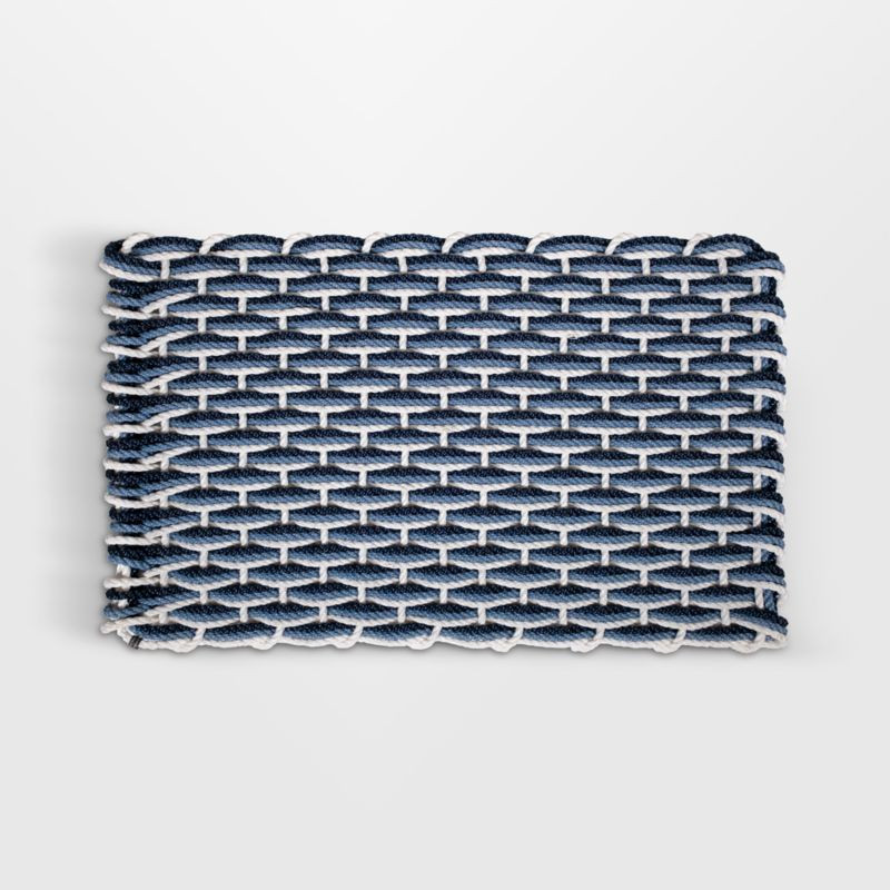 The Rope Co. Pearl, Glacier Bay, and Navy Indoor/Outdoor Handwoven Doormat 21x34" + Reviews | Cra... | Crate & Barrel