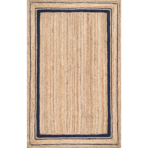 nuLOOM Rikki Braided Border Jute Area Rug, 8', Navy | Walmart (US)