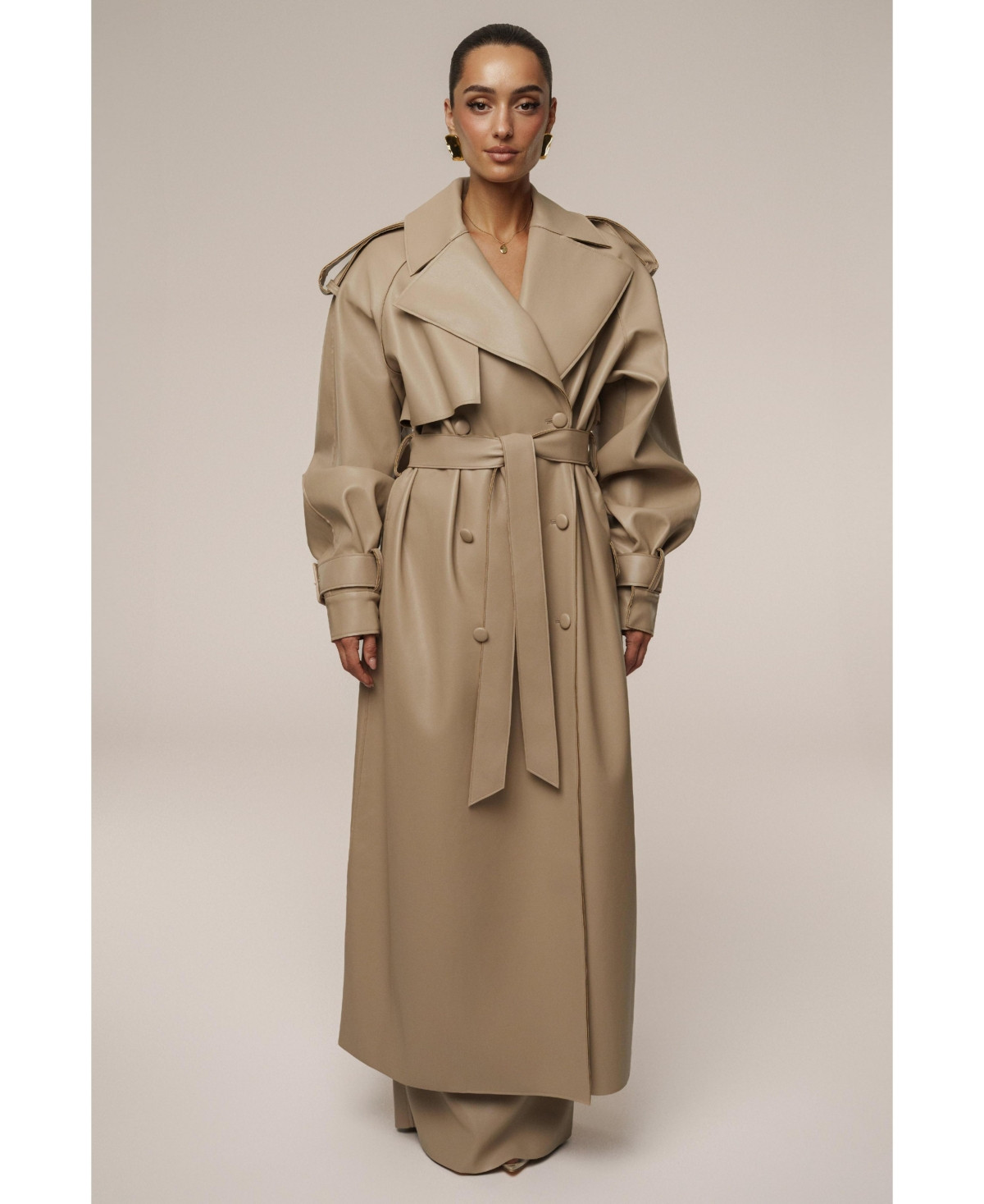 Jluxlabel Women's The Icon Pu Leather Coat - Beige | Macy's
