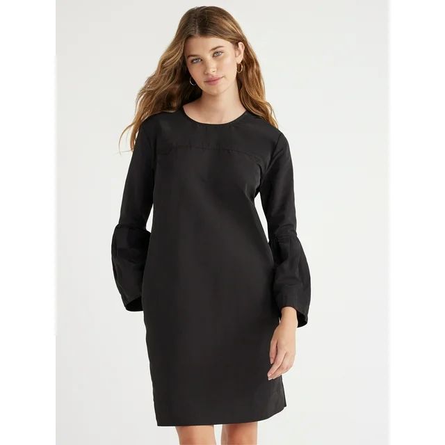 Free Assembly Women's Bell-Sleeve Mini Shift Dress, Sizes XS-XXXL | Walmart (US)