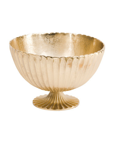 11x16 Gold Tone Scolloped Fruit Bowl With Pedestal | TJ Maxx