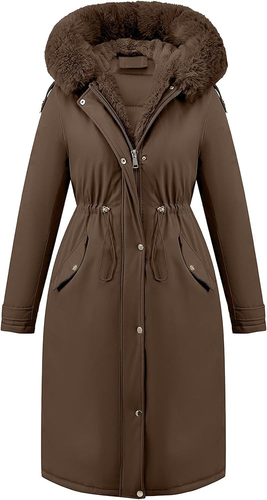 RISISSIDA Women Winter Parka Puffy Coat,Puffer Jacket with Long Fur Collar Hooded,Thicken Warm Bu... | Amazon (US)
