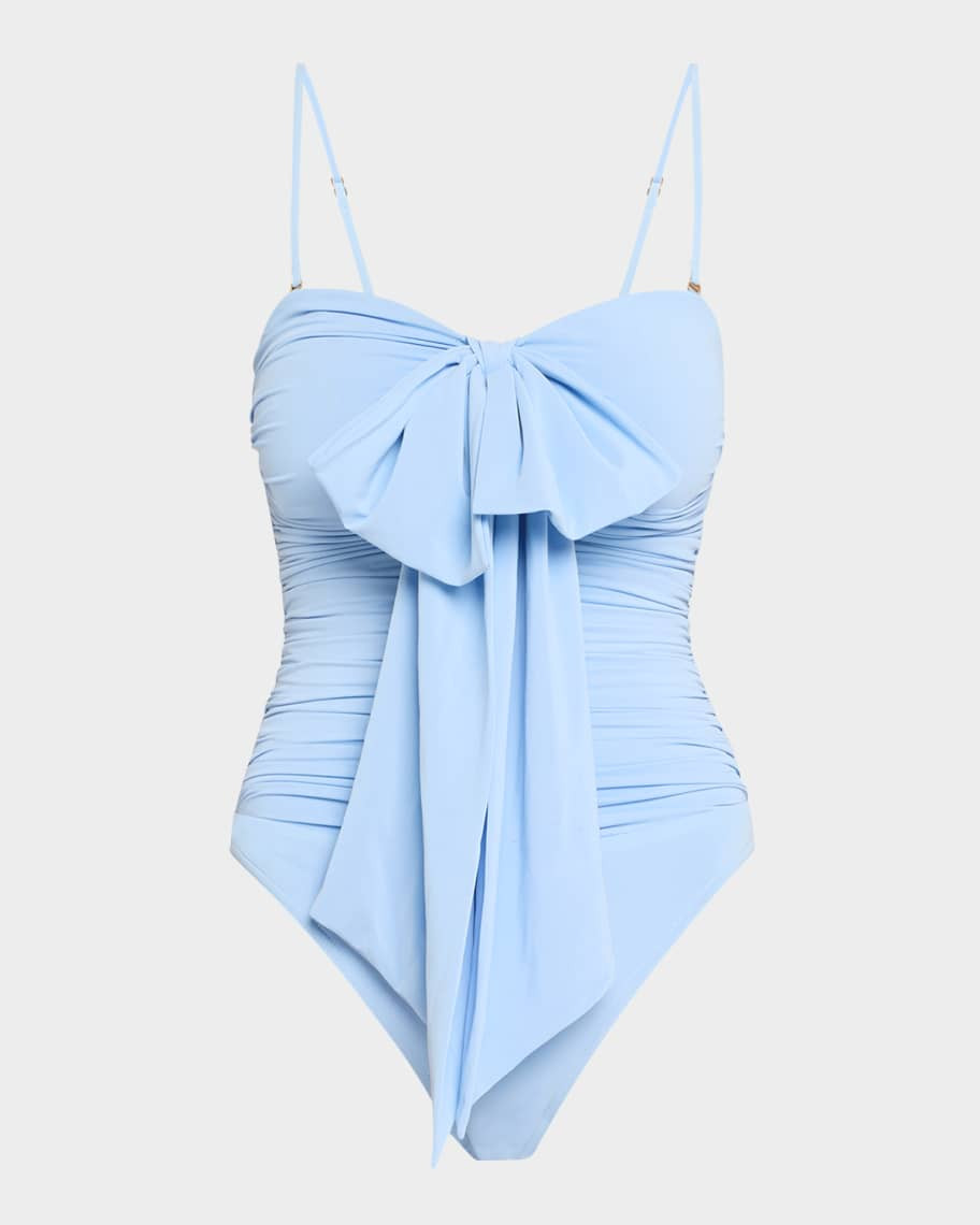 Zimmermann Acacia Drape Bow One-Piece Swimsuit | Neiman Marcus