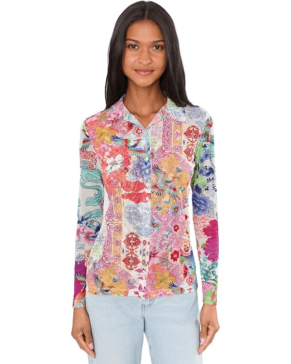 Johnny Was Mesh Button Front Shirt- Mcdreamer | Amazon (US)
