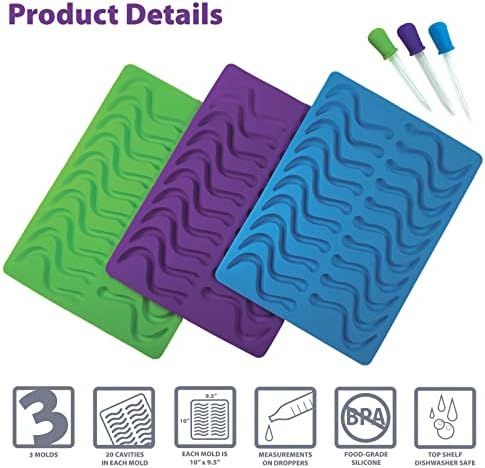 Better Kitchen Products, 3 Piece, 20 Cavity Silicone Gummy Worm Molds with 3 Matching Droppers, Purp | Amazon (US)