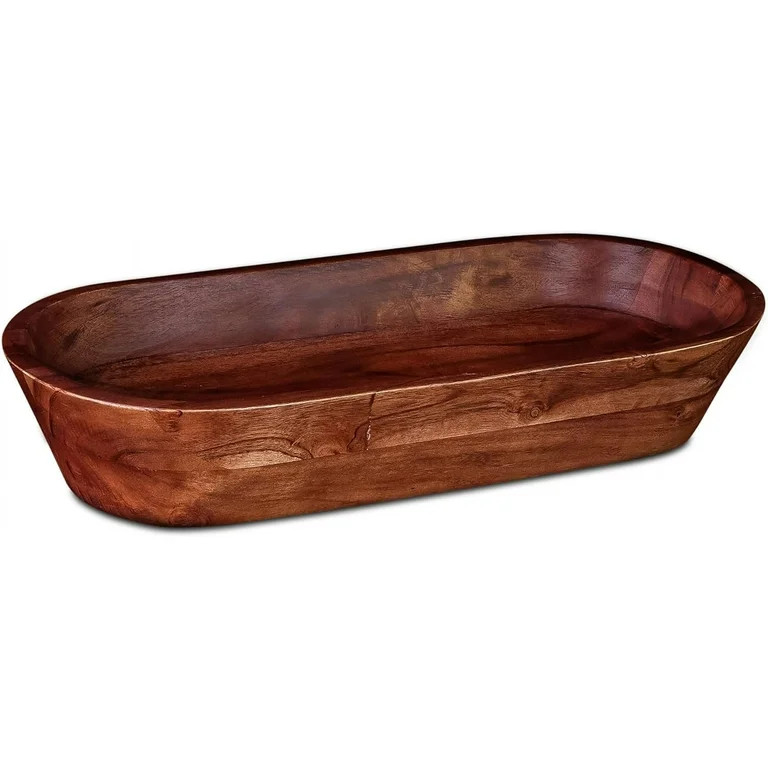 Wooden Dough Bowl - Dark Burnt Acacia Wood Rustic Dough Bowl - Handmade Decorative Bowls for Home... | Walmart (US)