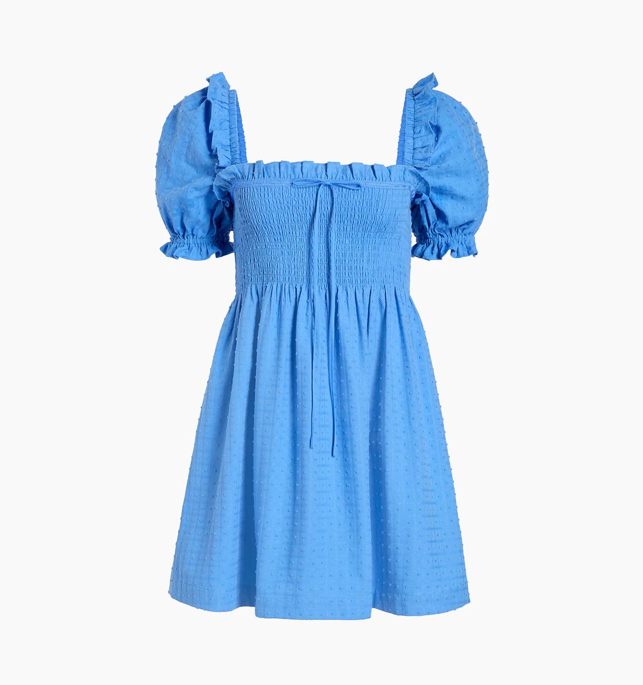The Scarlett Mini Nap Dress - Hydrangea Blue Textured Clip Dot | Hill House Home