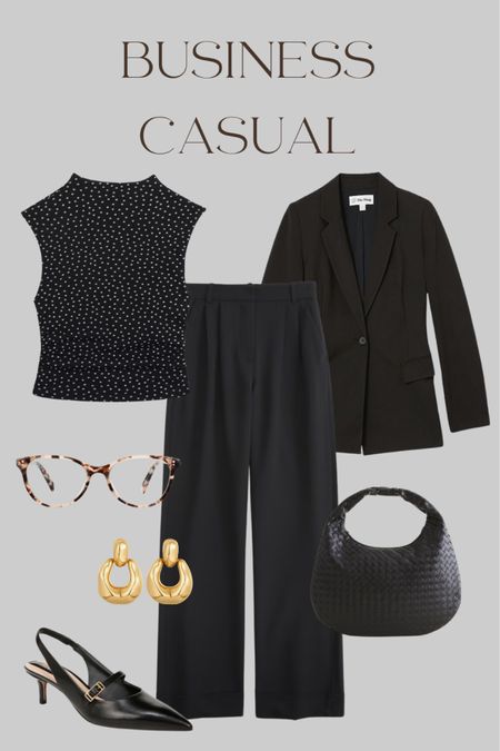 Chic business casual outfit idea 

Trousers, polka dot, all black outfit, glasses 

#LTKfindsunder100 #LTKworkwear #LTKstyletip