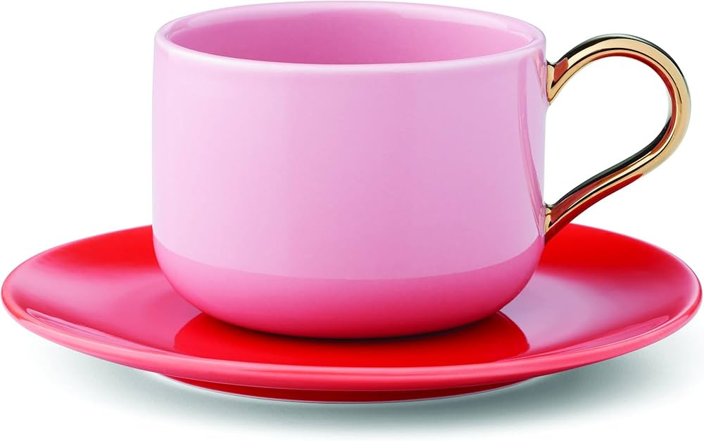 Kate Spade New York Make It Pop - Juego de taza y platillo, 1.30, color rosa | Amazon (US)