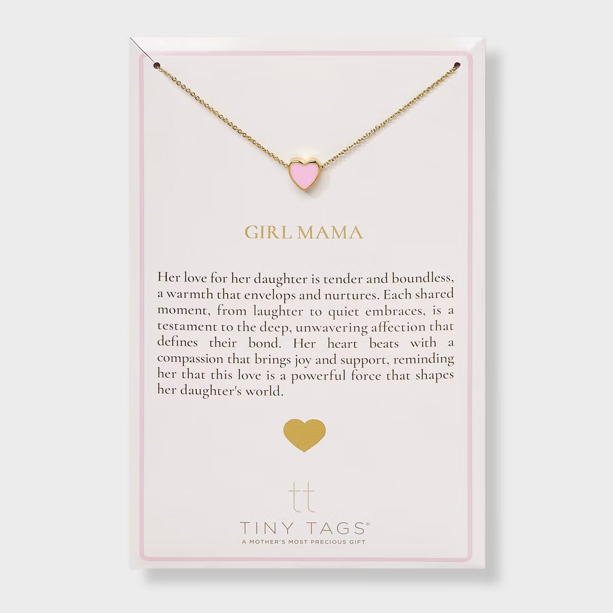 Tiny Tags 14K Gold Ion Plated Pink Enamel Heart Pendant Necklace - Gold/Pink | Target