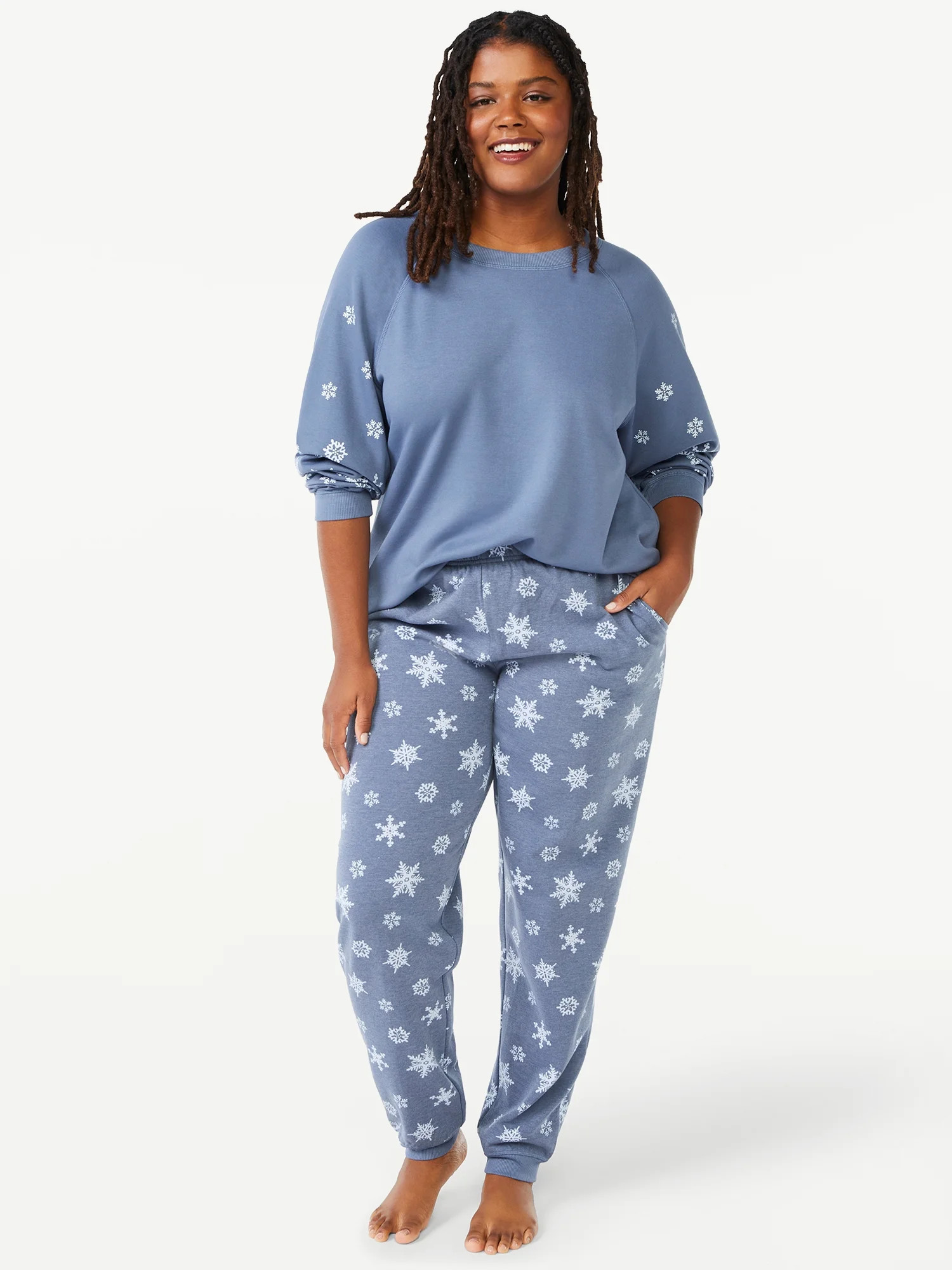 Joyspun Women's French Terrycloth Holiday Pajama Gift Set, 2-Piece, Sizes up to 3X - Walmart.com | Walmart (US)