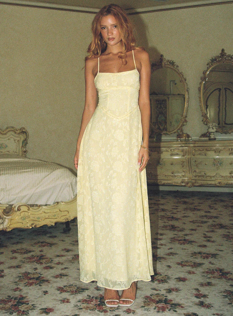 South Of France Maxi Dress Yellow | Princess Polly AU