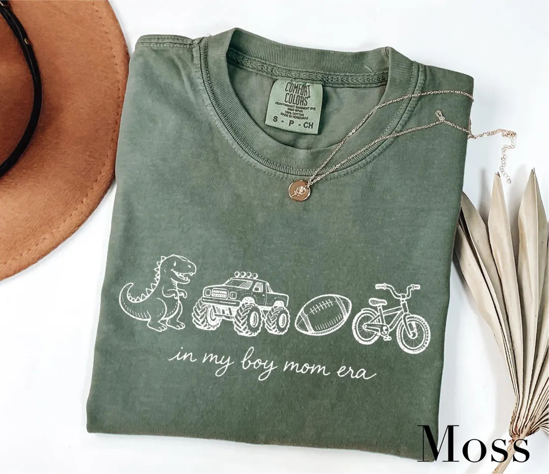 In My Boy Mom Era T-shirt, Trendy Sports Mom Tee, Football Monster Truck Graphic Shirt, Cute Dino... | Etsy (US)