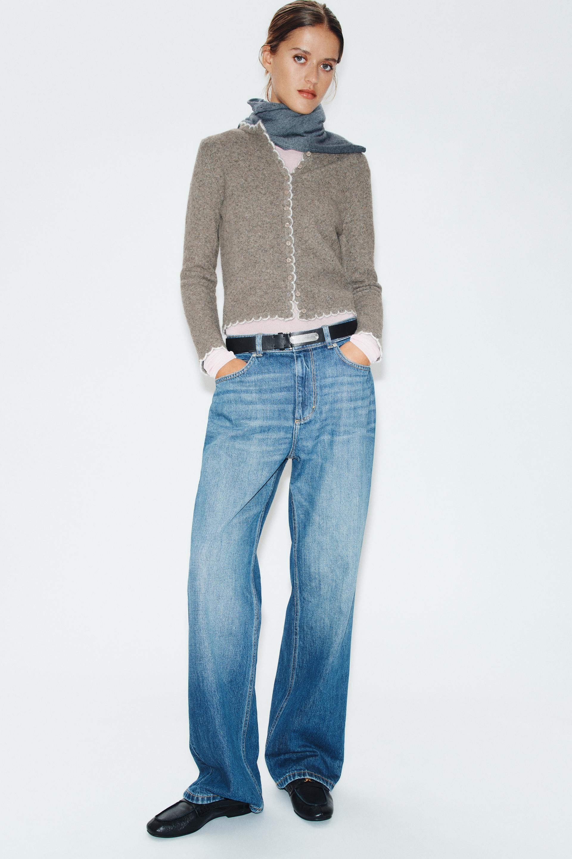 Zara - Ruffled Knit Cardigan - Women - Burgundy - Women | Zara US