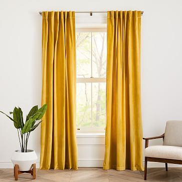 Cotton Velvet Curtain - Dark Horseradish | West Elm (US)