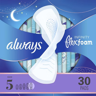 Always Infinity Extra Heavy Absorbency Overnight Sanitary Pads with Wings - Unscented | Target