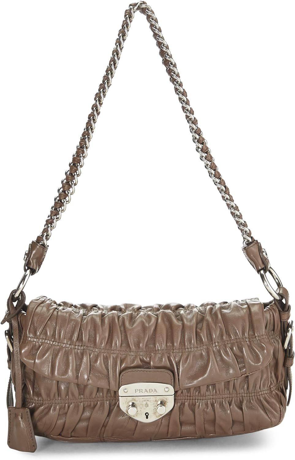Amazon.com: Prada, Pre-Loved Brown Nappa Gaufre Shoulder Bag, Brown : Luxury Stores | Amazon (US)