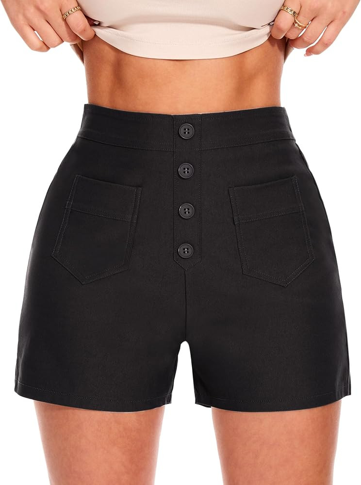 Summer Casual Booty Shorts for Women High Waisted Going out Stretchy Jean Shorts with Pockets | Amazon (US)
