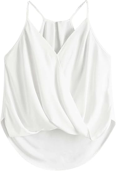 Women’s Plus Size Wrap Camisole Tops v Neck Curved Hem Spaghetti Strap Elegant Tank Top | Amazon (US)