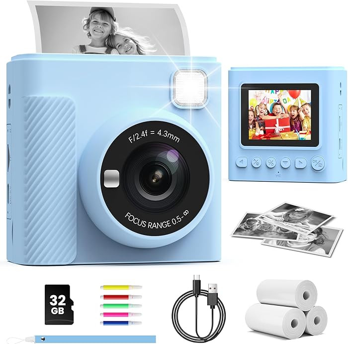 Kids Instant Print Camera, Christmas Birthday Gifts for Girls and Boys, 1080P HD Video Digital Ki... | Amazon (US)