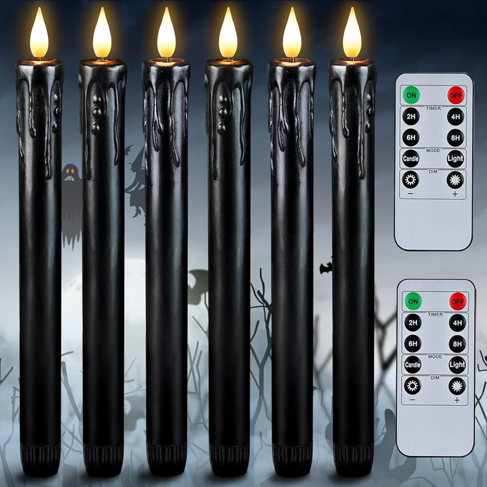 Homemory Black Flameless Taper Candles with Remote and Timer, Real Wax LED Taper Candles Battery ... | Amazon (US)