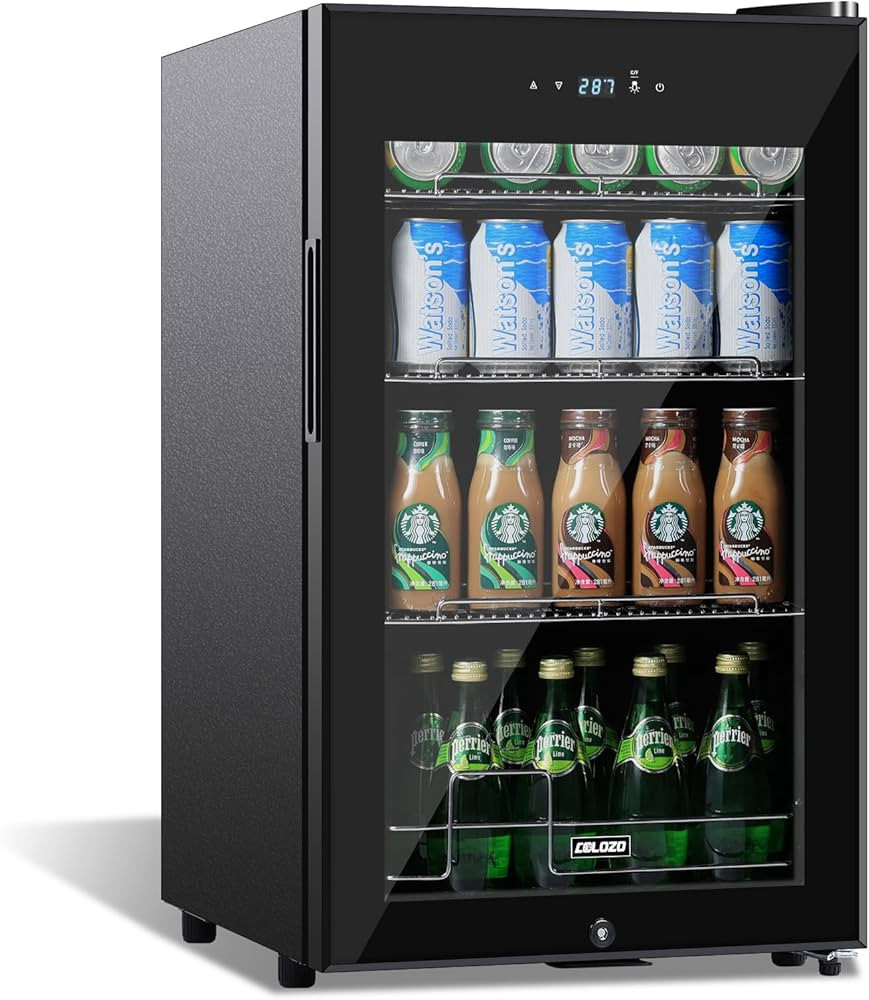 COLOZO 17 Inch Freestanding Beverage Refrigerator Cooler, 96 Cans Mini Fridge with Glass Door, Re... | Amazon (US)